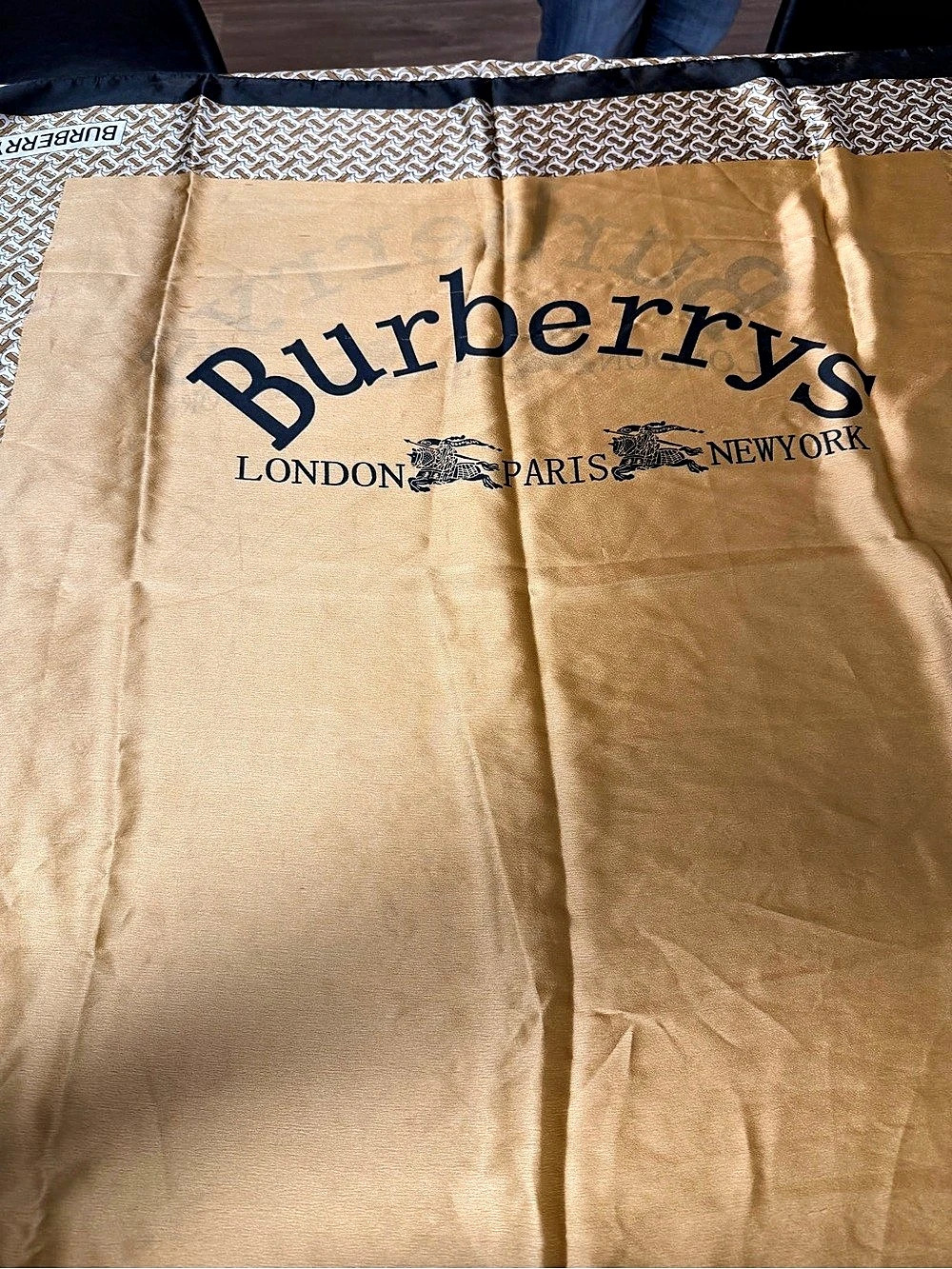 Burberry Silk Monogram Lining in Black & Tan